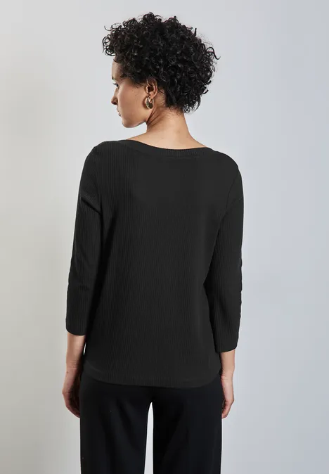 Shirt mit Rippstruktur Black