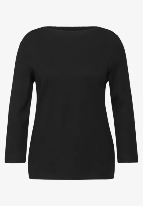 Shirt mit Rippstruktur Black