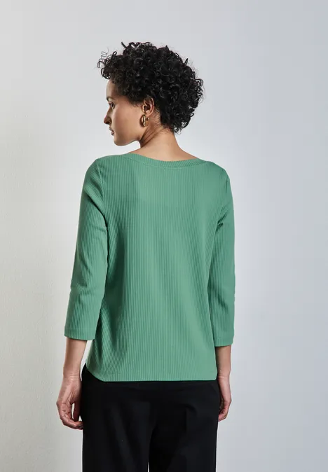 T-shirt avec structure côtelée sunlit green