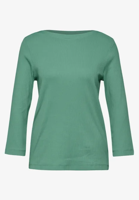 T-shirt avec structure côtelée sunlit green