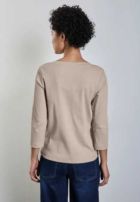 Shirt mit Rippstruktur breezy beige