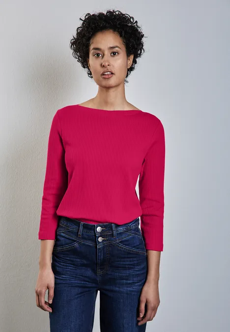 Shirt mit Rippstruktur power berry