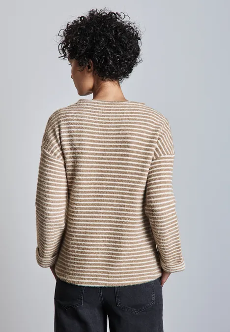 Gestreifter Cosy Pullover honey sand