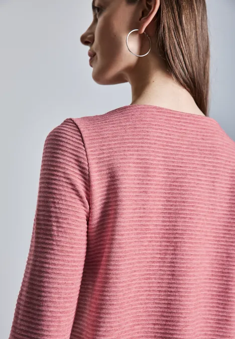 Strick-Look Strukturshirt sugar coral mel.