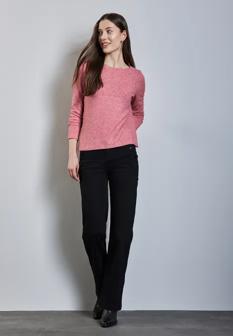 Strick-Look Strukturshirt sugar coral mel.