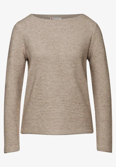 Strick-Look Strukturshirt honey sand mel.