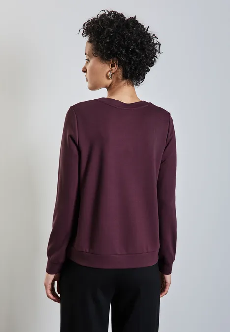Shirt mit Wording-Stickerei mulberry red