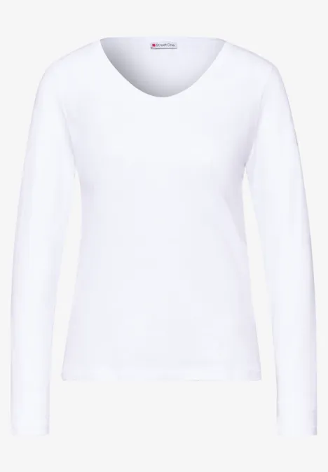 Shirt mit gerundetem V-Neck White