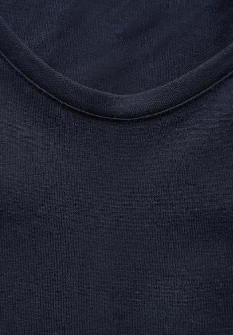 Shirt mit gerundetem V-Neck deep blue