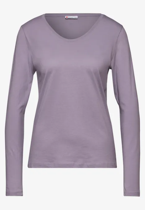Shirt mit gerundetem V-Neck wisteria purple