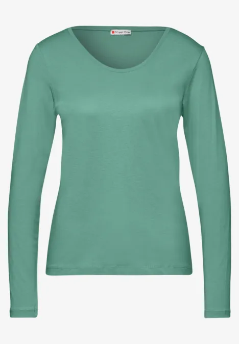 Shirt mit gerundetem V-Neck sunlit green