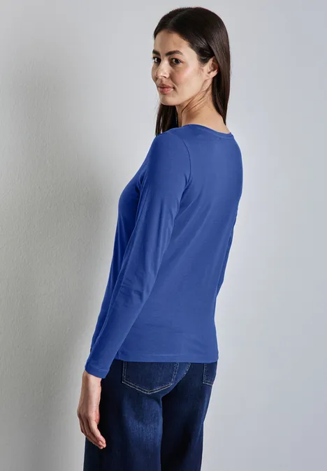 Shirt mit gerundetem V-Neck dodger blue