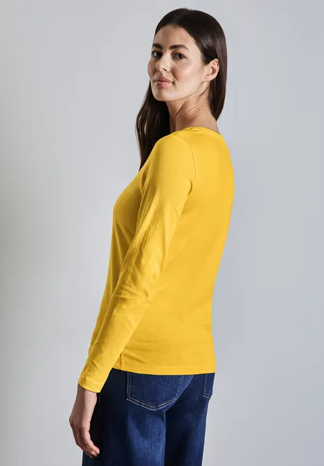 Shirt mit gerundetem V-Neck marigold yellow