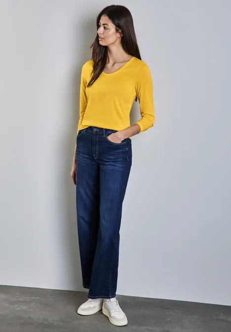 Shirt mit gerundetem V-Neck marigold yellow