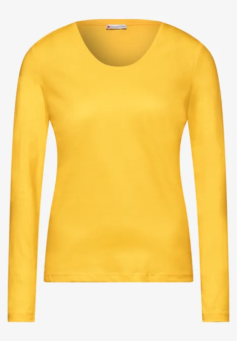 Shirt mit gerundetem V-Neck marigold yellow