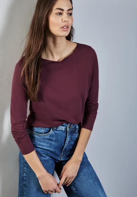 Softes Langarmshirt mulberry red