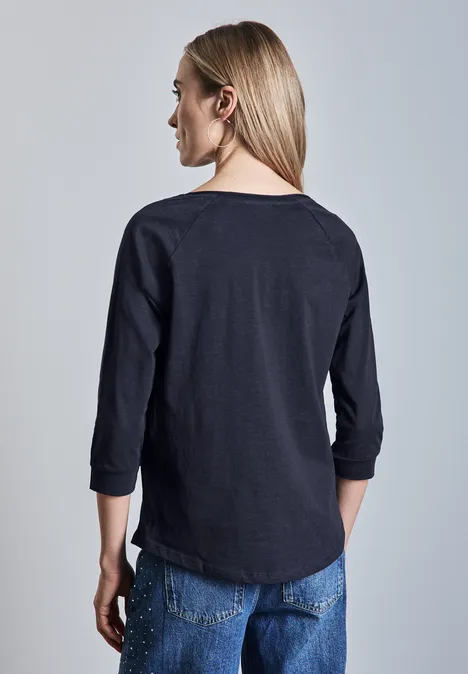Shirt in Unifarbe deep blue