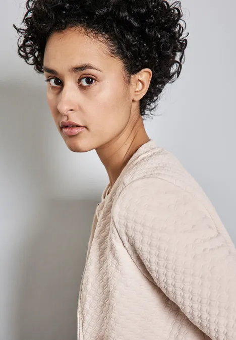Strukturjacke in Unifarbe smooth sand beige