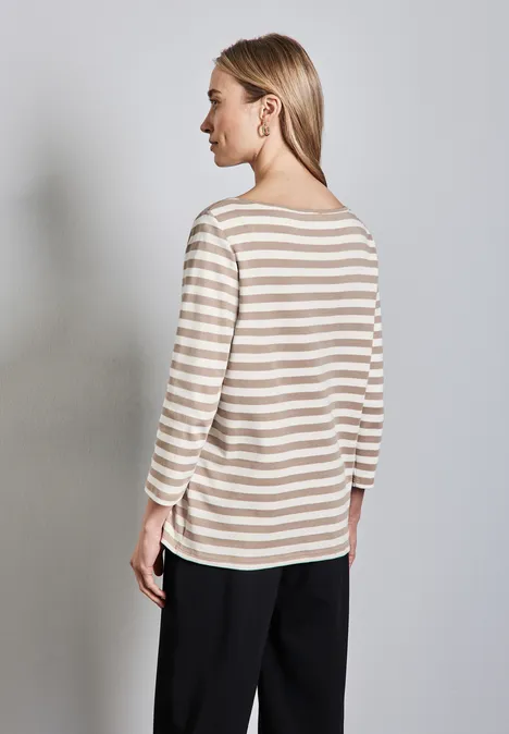 Gestreept overhemd safari beige