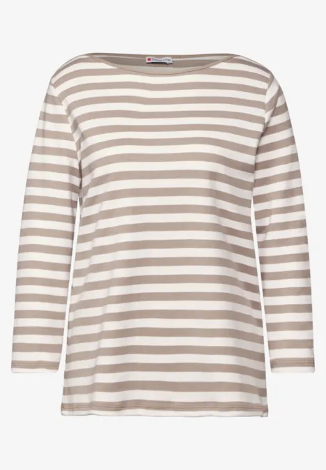 Gestreept overhemd safari beige