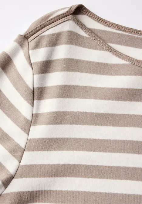 Gestreept overhemd safari beige