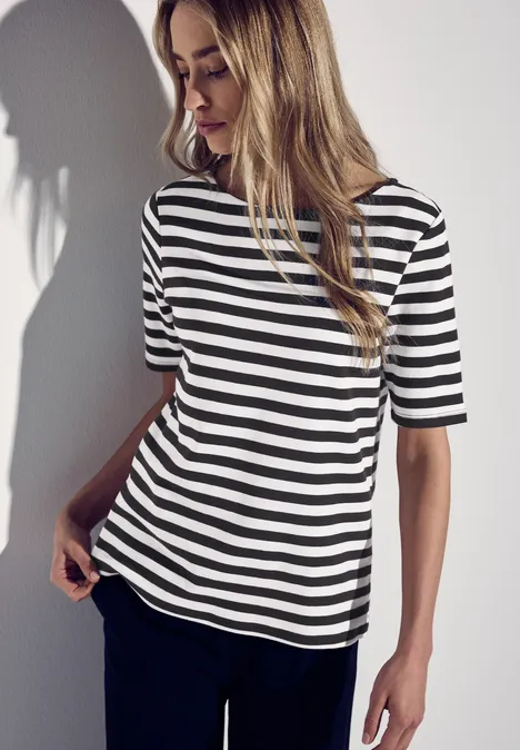 Gestreiftes T-Shirt Black