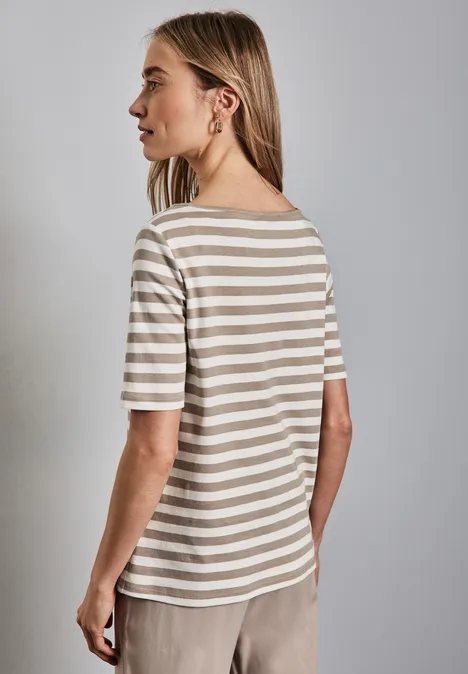 Gestreept shirt safari beige