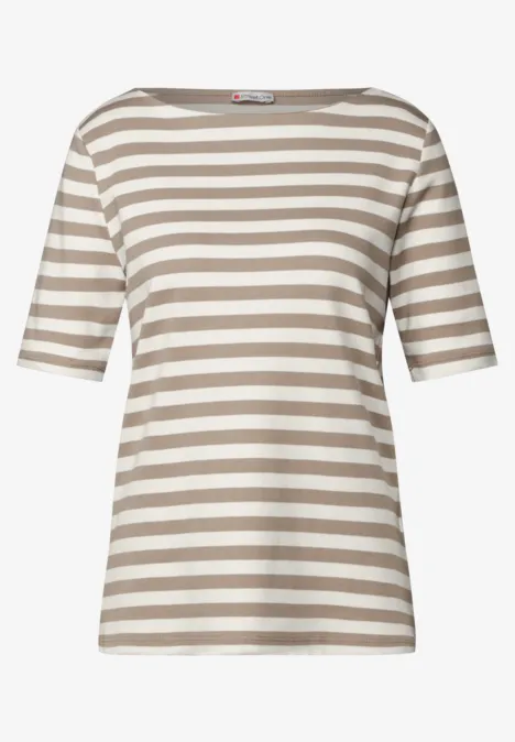 Gestreept shirt safari beige