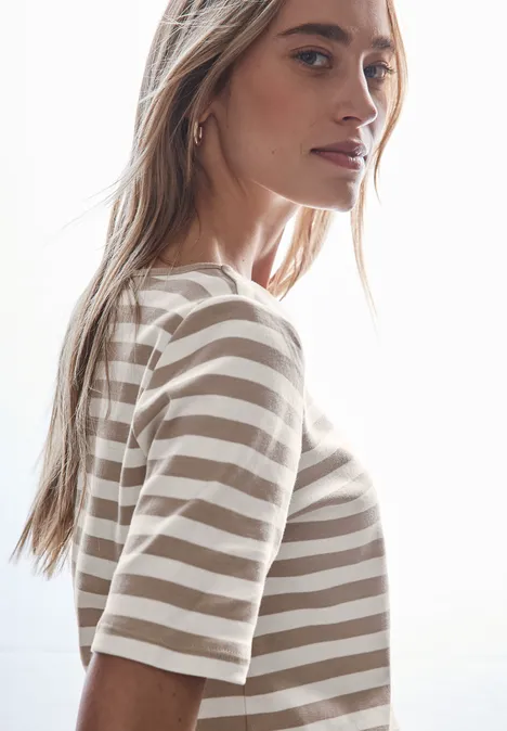 Gestreept shirt safari beige