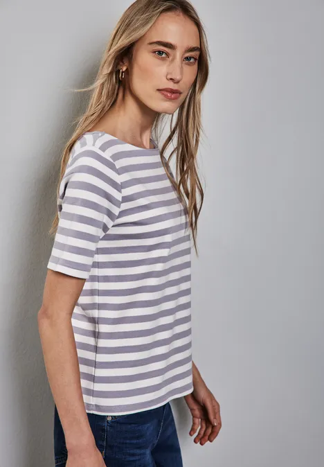 Gestreiftes T-Shirt wisteria purple