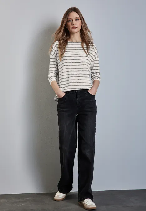 Gestreiftes Shirt soft beige