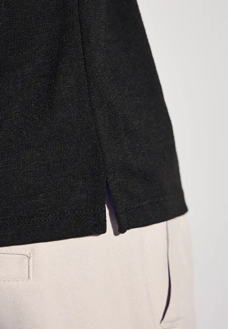 Leinen-Look Shirt Black