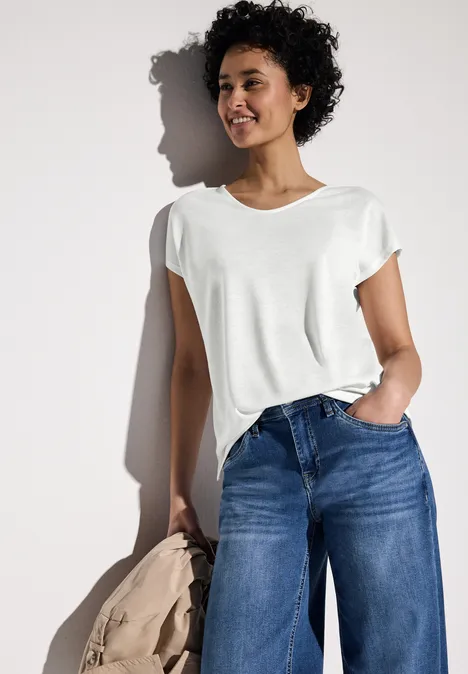 Leinen-Look Shirt off white