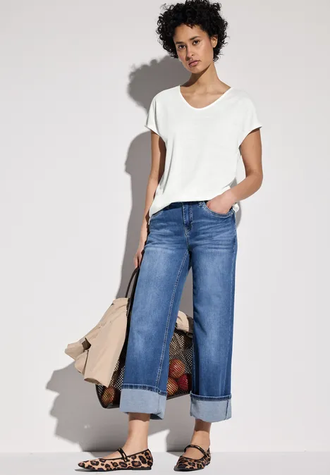 Leinen-Look Shirt off white