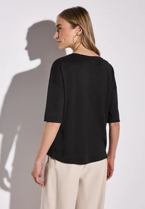 Leinen-Look Shirt Black