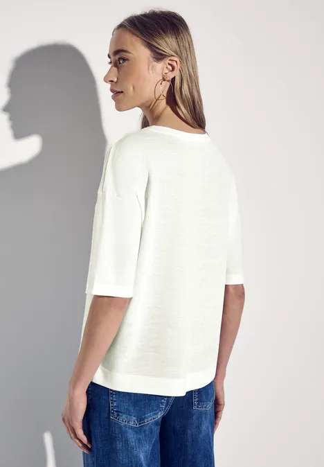 Leinen-Look Shirt off white