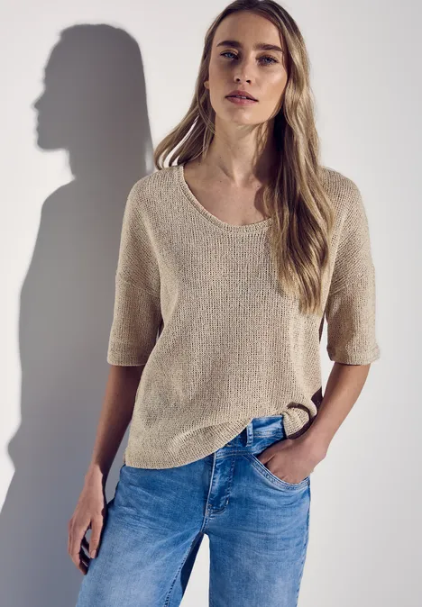 T-Shirt mit Glitzerdetails moonstone sand