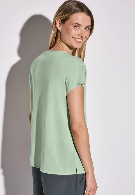 Schimmerndes V-Neck Shirt soft jade green