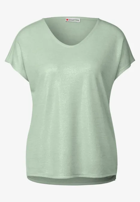 Schimmerndes V-Neck Shirt soft jade green