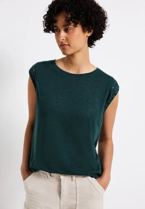 Shirt mit Stickdetails dark garden green