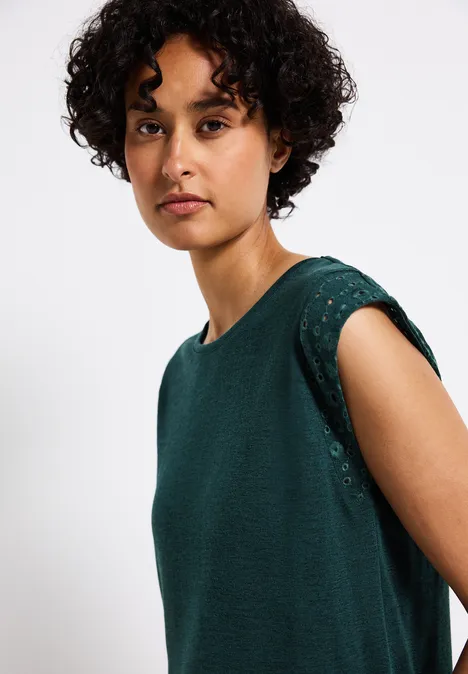 Shirt mit Stickdetails dark garden green