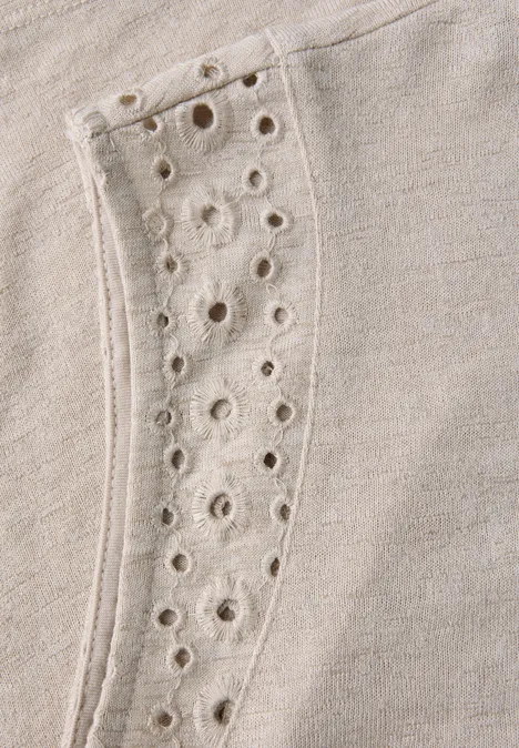 Shirt mit Stickdetails moonstone sand