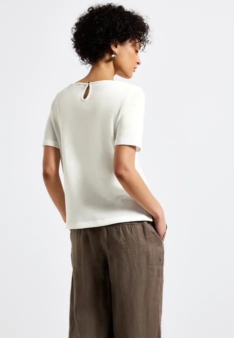 Strick-Look T-Shirt off white