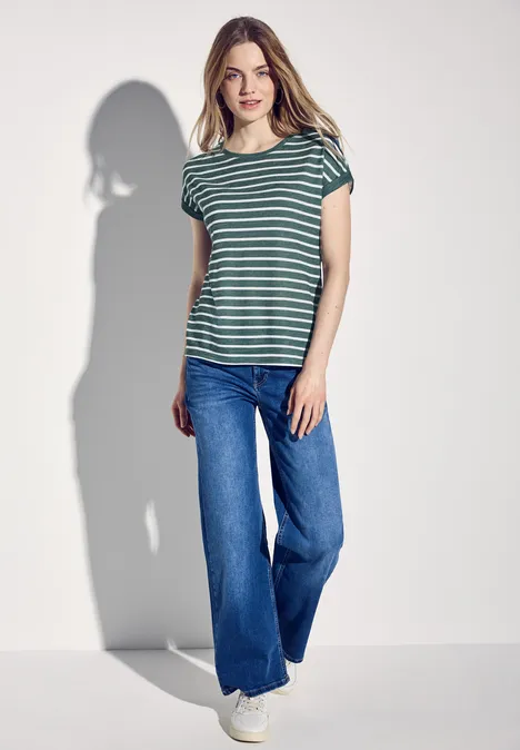 Gestreiftes T-Shirt garden green