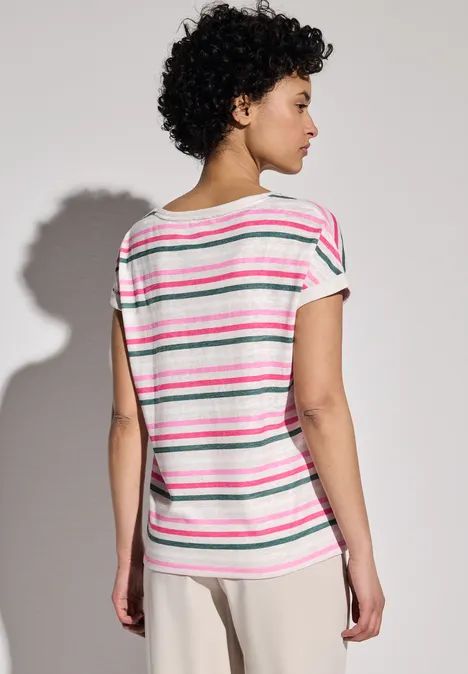 Leinen-Look Streifen-Shirt moonstone sand