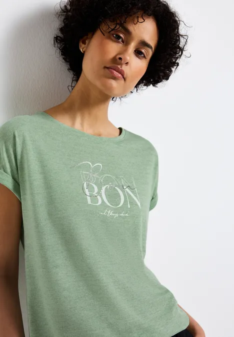 T-Shirt mit Wording soft jade green