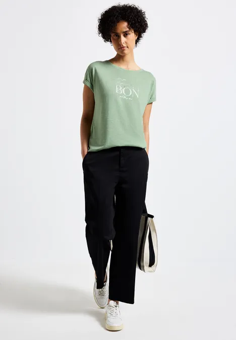 T-Shirt mit Wording soft jade green