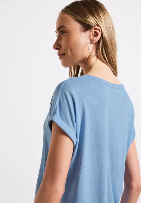 T-Shirt mit Folien Wording serenity blue