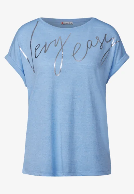 T-Shirt mit Folien Wording serenity blue