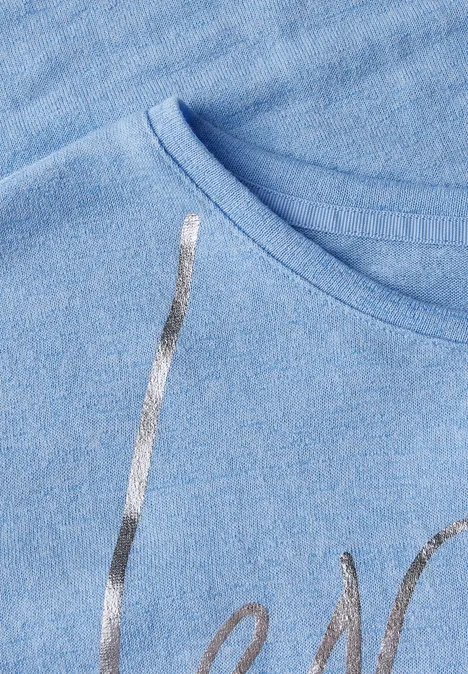 T-Shirt mit Folien Wording serenity blue
